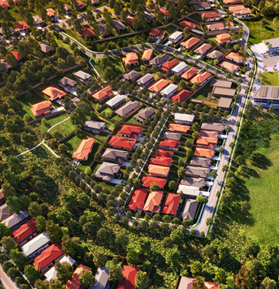 A suburb of residential houses